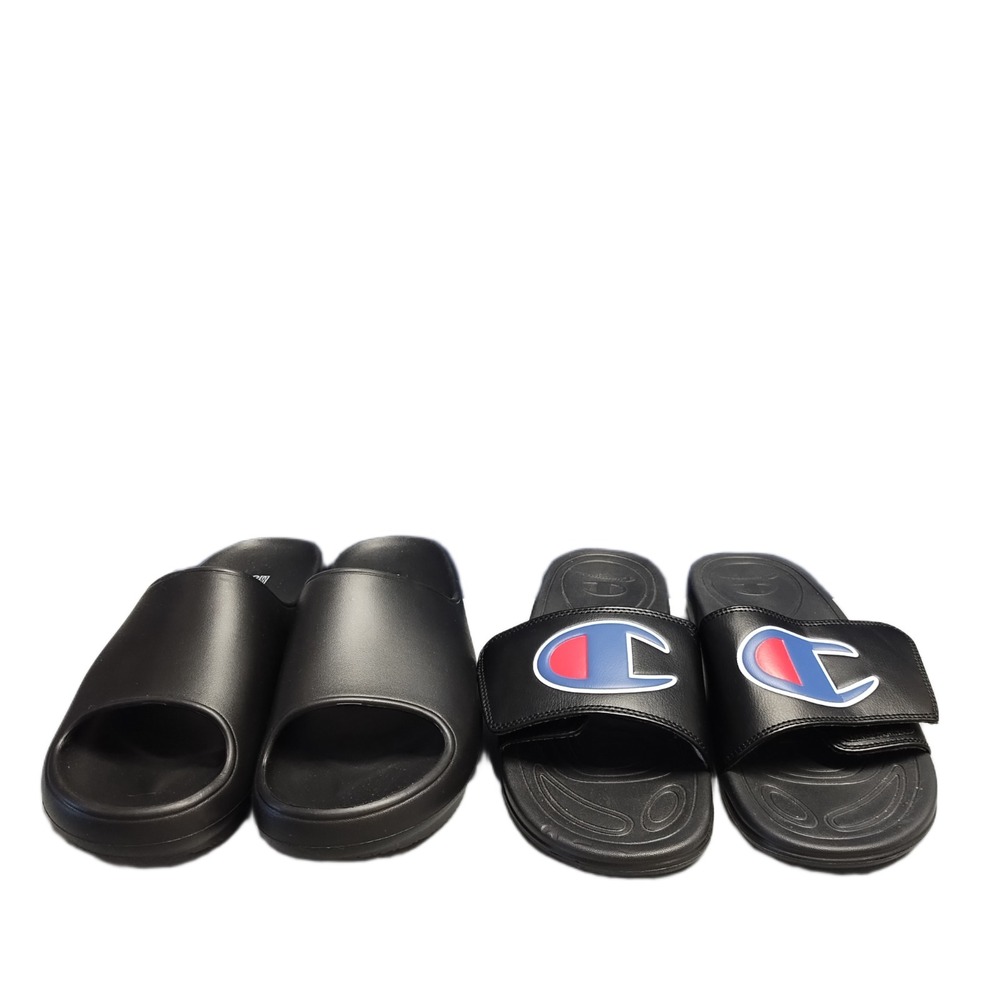 Lot of 2 Champion Mega x 32 Degrees Slide Sandals Women 10 Black Comfort Slip On